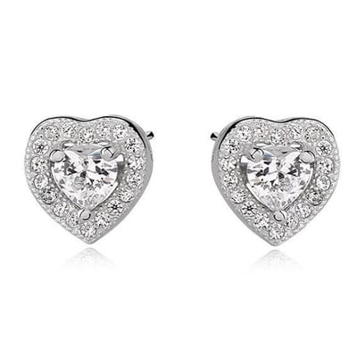 Joy|S - Zilveren hartje oorbellen 8 mm zirkonia - gehodineerd