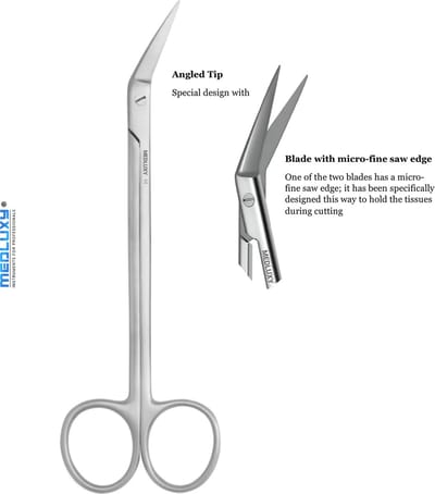 Medluxy - Medische Hoekschaar Locklin - 17cm - EHBO Verpleegkunde Verpleegkundigen en Artsen - Chirurgische Gehoekte Tandvleesschaar