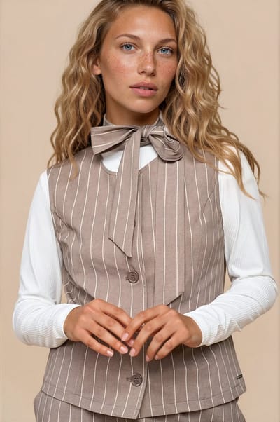 MI PIACE - Travel Gilet Classic Stipe Print 202658 Falcon - Maat : L