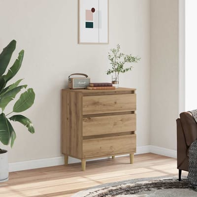 vidaXL - Dressoir - 60x35x70 - cm - bewerkt - hout - artisanaal - eikenkleur