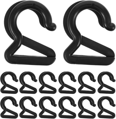 20 Stuks RV Tent Haken, Kleine Plastic Haken, Zeilclips en Bevestigingsclips voor Tentmontage, Zwart