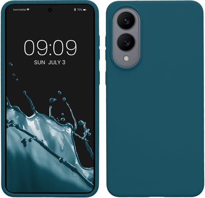 kwmobile telefoonhoesje geschikt voor Samsung Galaxy S25 Edge - Hoesje met siliconen coating - Smartphone case in mat petrol