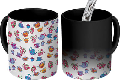 Magische Mok - Foto op Warmte Mokken - Koffiemok - Patronen - Thee - Rozen - Theepot - Magic Mok - Beker - 350 ML - Theemok