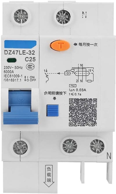 Miniatuur Stroomonderbreker - Lekkage Beveiliging - Elektrische Beveiliging - 30MA Lekstroom - 25A 230V
