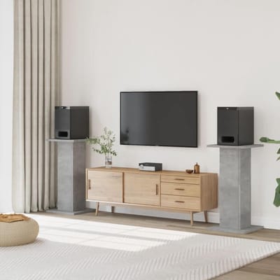 Speaker Stands - Luidsprekerstandaard Box Stand - Muziek Luisteren Verbeteren - Hollow Design voor Stabiliteit - 30x30x80cm - Betongrijs