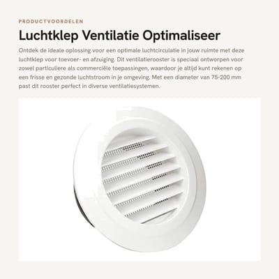 Dailygoods- Ventilatierooster 75-200 mm - Ventilatierooster Wit - Afzuigventiel - Luchtventilator - Schoepenrooster - Duurzaam Kunststof - Luchtventiel