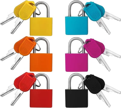 Zes Kleurige Mini Hangsloten met Sleutelset voor Reisbagage, Koffers en Kastbeveiliging - Compacte en Veilige Sloten voor Thuisgebruik en Reizen