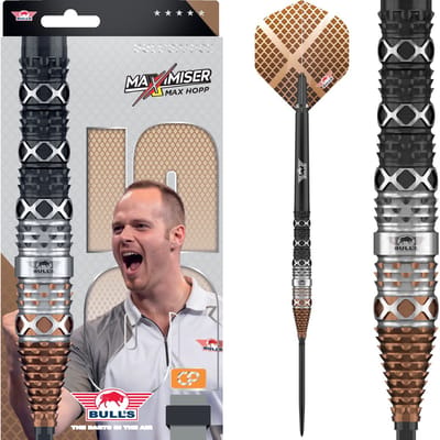 Bull's Max Hopp CP Steeltip Dartpijlen 95% Tungsten - Tapered Barrel - Shark Grip - Player Edition