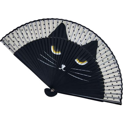 Kat Chinese Cartoon Zijde Modieuze Japan Stijl Hand Fans Populaire Mooie Kitty Fan Handheld Vouwen Vrouwen Meisjes Show Fans zwart