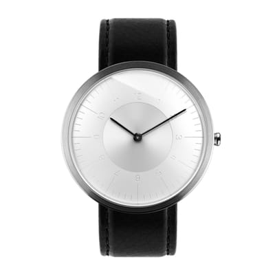 Auteur Watches Moonlight Dawn - Extra Plat Designhorloge Zwart Leer 39mm