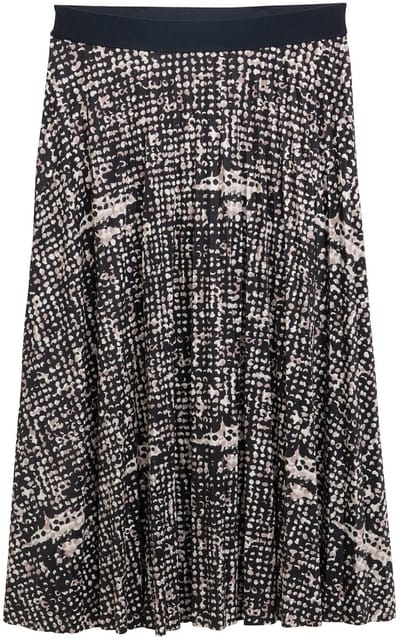 Tom Tailor - Geplooide midirok - Maat 42 - navy abstract dot design