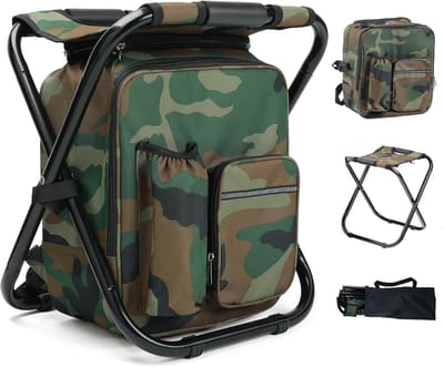 klapstoel - Opvouwbare Campingstoel met Opbergtas – Draagbare Vouwstoel met Rugzak – Camo Stoel van Staal en 600D Oxforddoek – Lichtgewicht Kruk voor Kamperen, Vissen, Picknick – 36x29x41cm