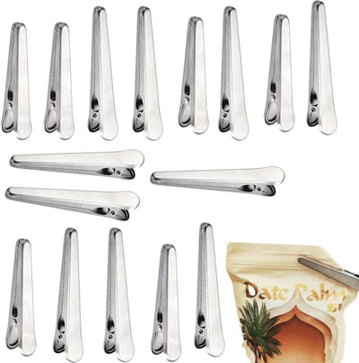 16-delige RVS Voedselzak Clip Set, Multifunctionele Keuken Tool voor Versheid van Eten, Koffie en Brood