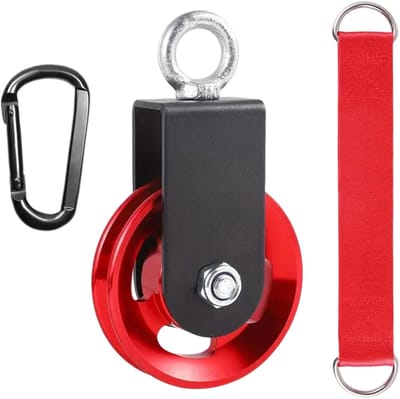 90mm Pulley - U Bracket - Aluminium Legering - Kabelrol - Fitness - Carabiner Verbindingsriem - Blokpulley voor Touwen - DIY Gym - Fitnessapparatuur - Kabelmachine - Draadkabel Rol