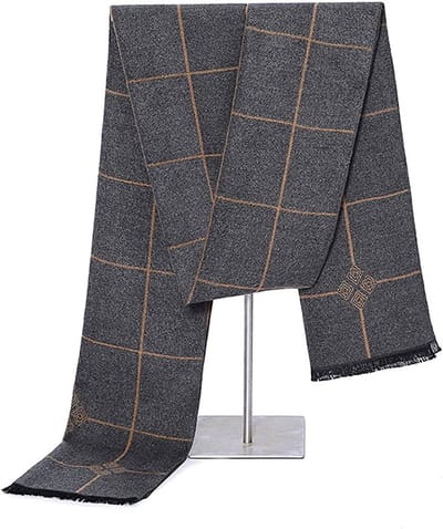 Heren Sjaal - 180x30cm - Zachte Warme Mode Sjaal - Grijs - Winter Herfst