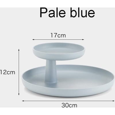Plateau de rangement rotatif Nordic Porte-boîtes à bijoux rond 2 niveaux plastique ABS Plat à fruits bleu pâle
