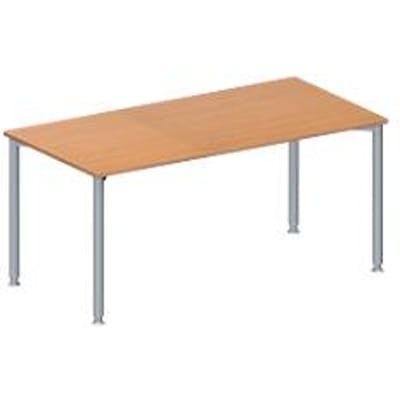 Schäfer Shop  Genius Vergadertafel MODENA FLEX, in hoogte verstelbaar, rechthoekig, 4-poot ronde buis, B 1600 x D 800 mm, zonder contactdoos, beukenpatroon