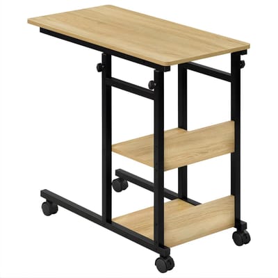 Laptoptafel – Tablethouder - Bedtafel - Laptopstandaard – Bijzettafel – In Hoogte Verstelbare – Voor Woonkamer of Slaapkamer – Metaal & Hout