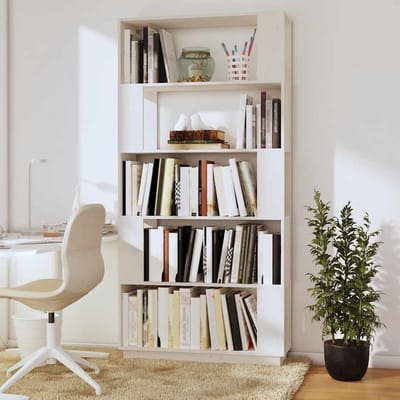 vidaXL - Boekenkast/kamerscherm - 80x25x163,5 - cm - massief - grenenhout - wit