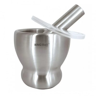 Kinghoff KH-1661 - Roestvrijstalen Vijzel - Satijn Afwerking - Antislipbasis - Met Deksel