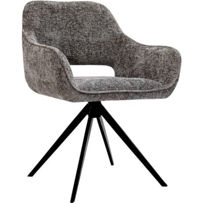 KICK® NORI Draaibare Eetkamerstoel – 360° Auto-Return – Chenille – Donkergrijs