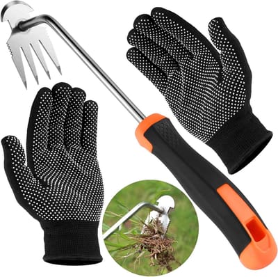 Handmatige onkruidverwijderaar met rubberen handvat, tuingereedschap voor effectieve onkruidbestrijding en comfortabele grip