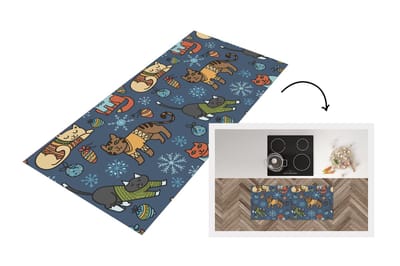 Keukenloper - Loper keuken - Kat - Dieren - Kerst - Patroon - 120x50 cm - Keukenloper vinyl