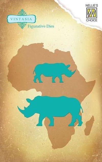 VIND031 Vintasia snijmal Nellie Snellen neushoorn Afrika dieren