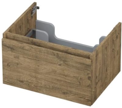 INK - Onderkast 1 Lade Greeploos met Houten Keerlijst - 600x450x350 Mm - Naturel Eiken