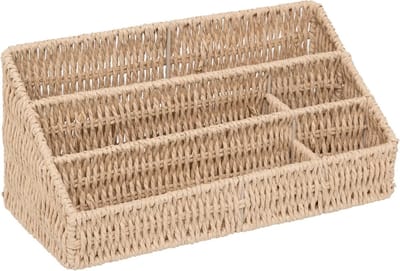 5Five Bureau organizer - naturel koord - metaal/touw - L33 x B14 x H15 cm - pennenbak met vakjes - Kantoorartikelen - Bureau-accessoires