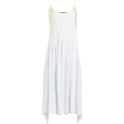 AllSaints Medina Dress Chalk White Maat: 10 | Midi Jurken Outlet | Dames | Wit