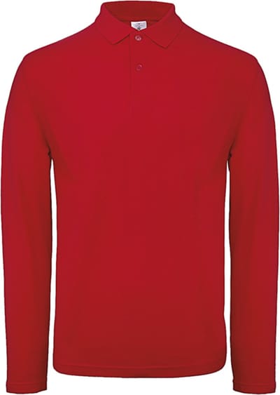 Men's Long Sleeve Polo ID.001 Rood merk B&C maat S