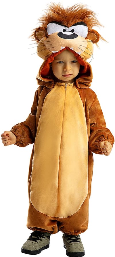 FUNIDELIA Taz Kostuum voor baby - Looney Tunes - Maat: 50 - 68 cm - Bruin
