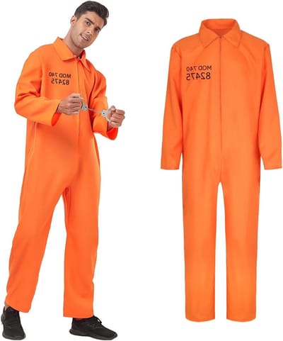 Unisex Oranje Gevangenis Kostuum voor Halloween - Prisoner Jumpsuit voor Rollenspel en Feestjes