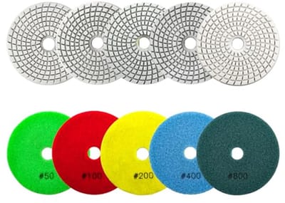 Diamant Polijsten Pads Set - 10 stuks 100 mm Grits voor Graniet, Marmer en Natuursteen