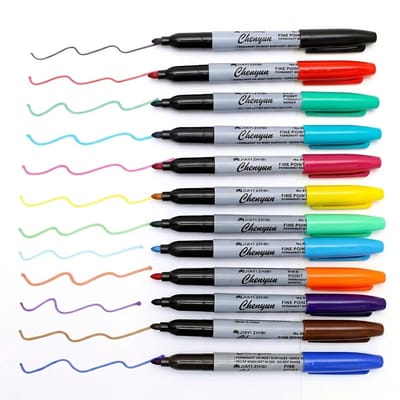 Multicolor permanente markers set dames heren marker pennen fijne punt schrijfpennen kleurrijke markers voor school kantoor 12 stuks