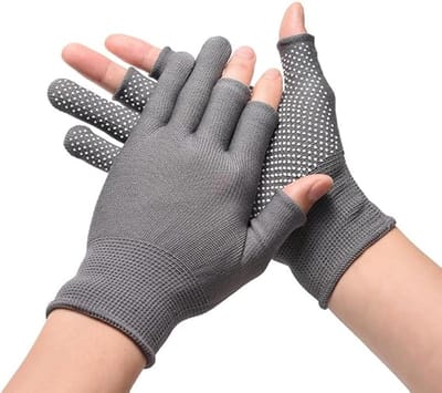 Handschoenen - Werkhandschoenen - Lichtgewicht en ademend - Drievinger touchscreen handschoenen - Grijs - Nylon materiaal - Halve vinger opening, unisex, geschikt voor buiten motorrijden, antislip werkhandschoenen