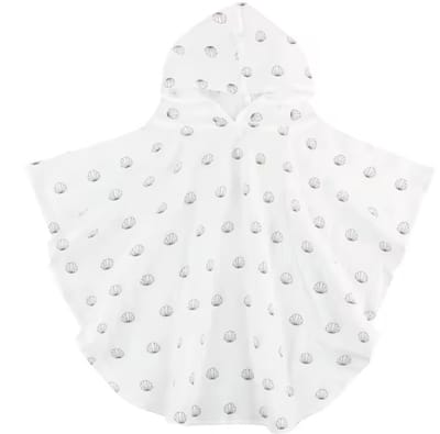 Badponcho - Hydrofiel - Snel drogend - Mousseline - voorkant 44CM totaal 68CM lang - 1 tot 3 jaar - Schelpjes