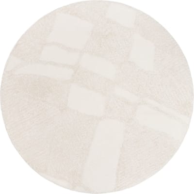 Modern Hoogpolig Vloerkleed – Ø 120 cm – Nordic Wit – Premium Woonkamer Tapijt – Japans Boho Scandi Design – Zacht en Warm, Ideaal voor de Slaapkamer
