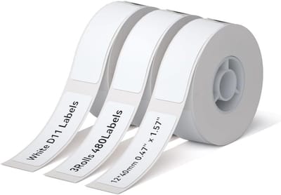 Zelfklevend Etikettenrol Wit 12x40mm - 160 Stickers per Rol, Thermisch Papier Zwart op Wit