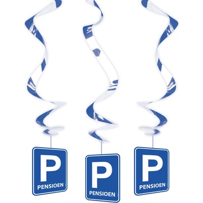 Pensioen Parkeerbord Hangdecoratie Spiraal - 3 stuks
