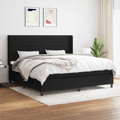 vidaXL - Boxspring - met - matras - stof - zwart - 200x200 - cm