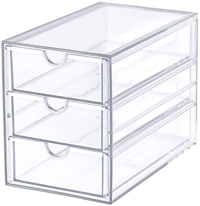 Ibenzoa® Transparante acryl opbergbox met drie laden voor diverse accessoires