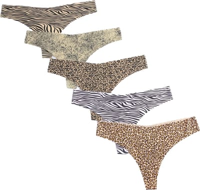Emilie collection - strings - dierenprint - panterprint - multipack 5 stuks - naadloos - S