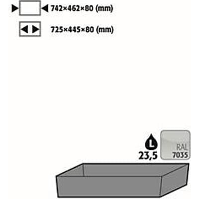 Stawa-R bodemopvangbak voor asecos veiligheidskasten van de series Q30, Q90 en S90, plaatstaal, lichtgrijs, B 742 x D 507 x H 83 mm, 22 l
