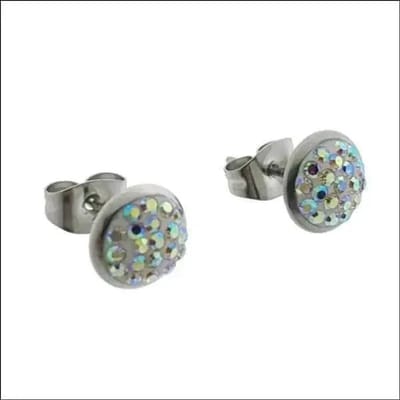 Aramat Jewels | Oorbellen | Druzy Oorbellen met Kristal RVS | AB Transparant | | | | | Verkleurd niet