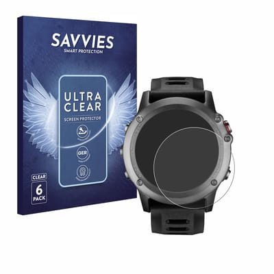 Savvies - Screenprotector voor Garmin Fenix 3 HR - Folie Beschermfolie transparant 6 Stuks