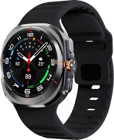 By Qubix - smartwatch bandje - Compatible Samsung bandje - Wave siliconen bandje - Zwart - Geschikt voor Samsung Galaxy Watch Ultra / Ultra 2 - 47mm