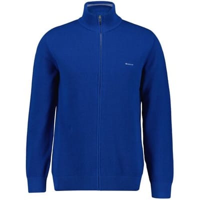 Gant Vest Cotton Piqué Zip Cardigan Lapis Blue / male