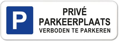 Privé Parkeerplaats 1-A - Weerbestendig Aluminium - 40x15 cm - Bevestiging: Zonder bevestiging (alleen het bord)